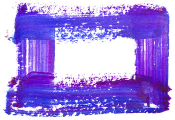 watercolor rectangle The texture of the brush is dry, unpainted areas. on white background isolated