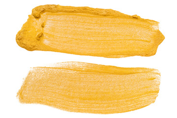 Orange yellow two golden stripes on a white background