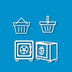Set of shopping icons on blue background