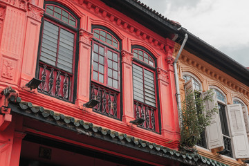 Vibrant colored old colonial buildinds