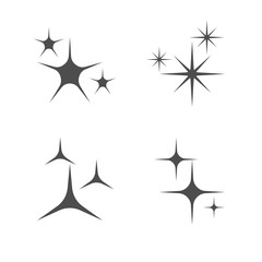 Sparkle, star icon set. Vector illustration, flat design.