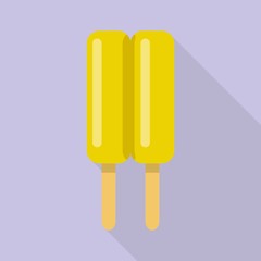Double wood stick popsicle icon. Flat illustration of double wood stick popsicle vector icon for web design