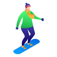 Kid at snowboard icon. Isometric of kid at snowboard vector icon for web design isolated on white background