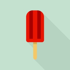 Red popsicle icon. Flat illustration of red popsicle vector icon for web design