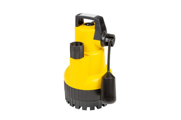 Submersible drainage pump for clear swimming pool water  isolated on a white background.