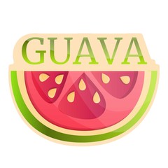 Slice guava logo. Cartoon of slice guava vector logo for web design isolated on white background