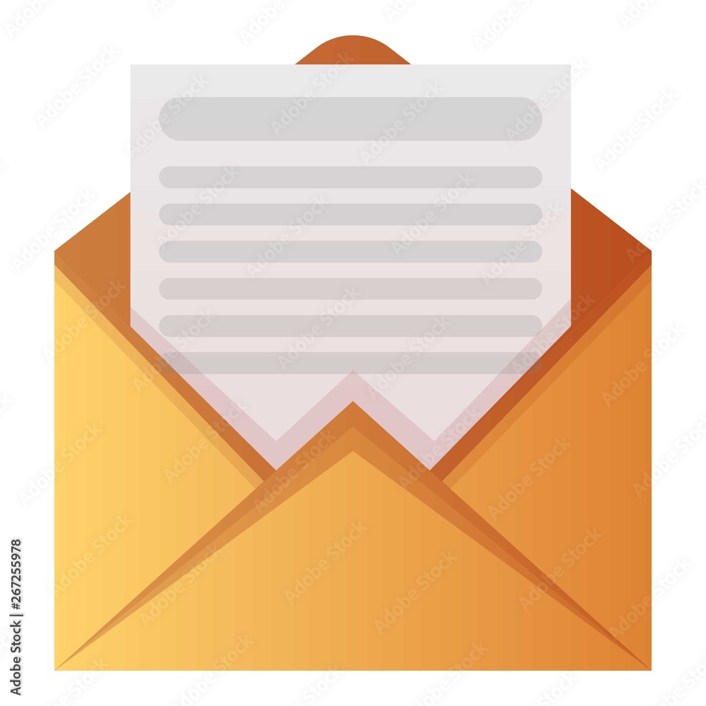 Poster open envelope icon. cartoon of open envelope vector icon for web design isolated on white background