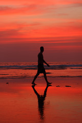 ocean walk during sunset