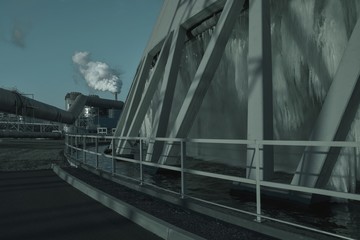 Thermal power plant at dawn.