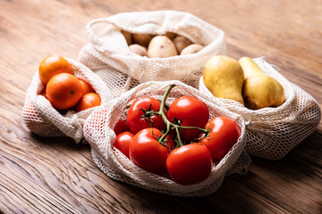 Vegetable And Fruits In Net Bag