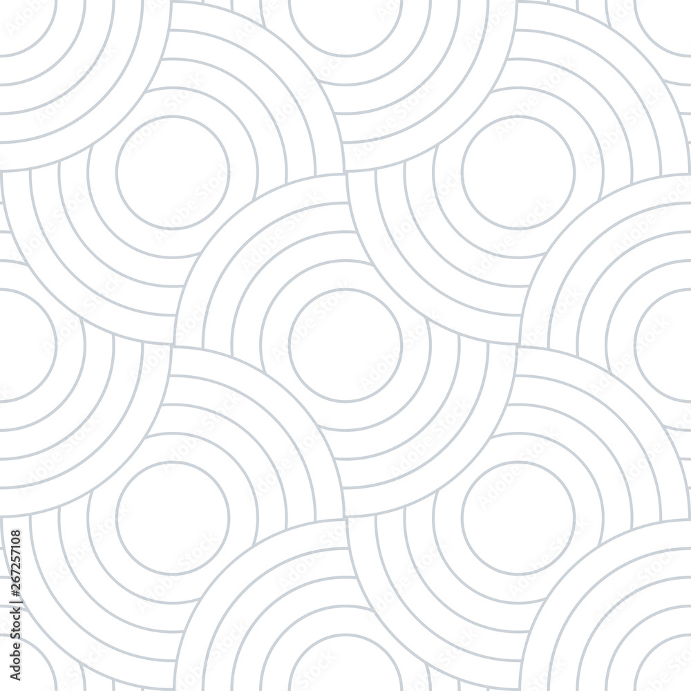Poster Abstract retro pattern of geometric shapes. Neutral  mosaic backdrop. Geometric wave of circles  background, vector