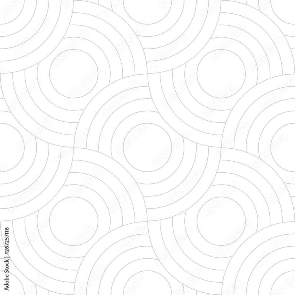 Poster Abstract retro pattern of geometric shapes. Neutral  mosaic backdrop. Geometric wave of circles  background, vector