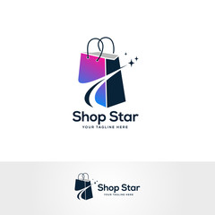 shop star logo designs, shopping bag logo symbol