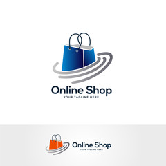 shop market logo design vector, shopping bag logo designs, abstract concept for online shop
