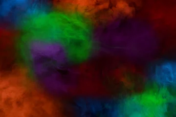 Abwaschbare Fototapete Gemixte farben Magisch bezaubernde Muster aus mehrfarbigen Zigarettendampfwolken, dick und magisch