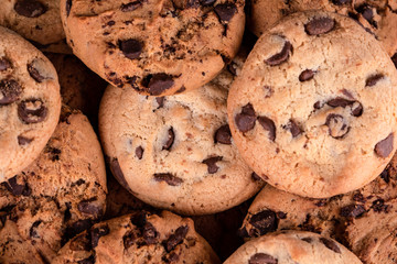 Cookies with chocolate closeup. Homemade cookies.