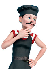 chef cartoon thinking in a white background