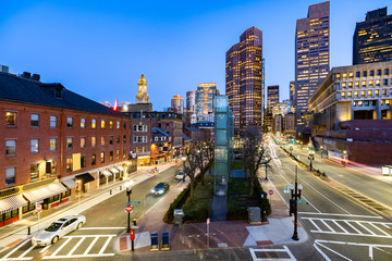 Boston Downtown cityscape sunset