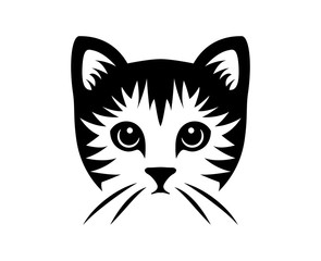 Cute cat portrait vector illustration on white background