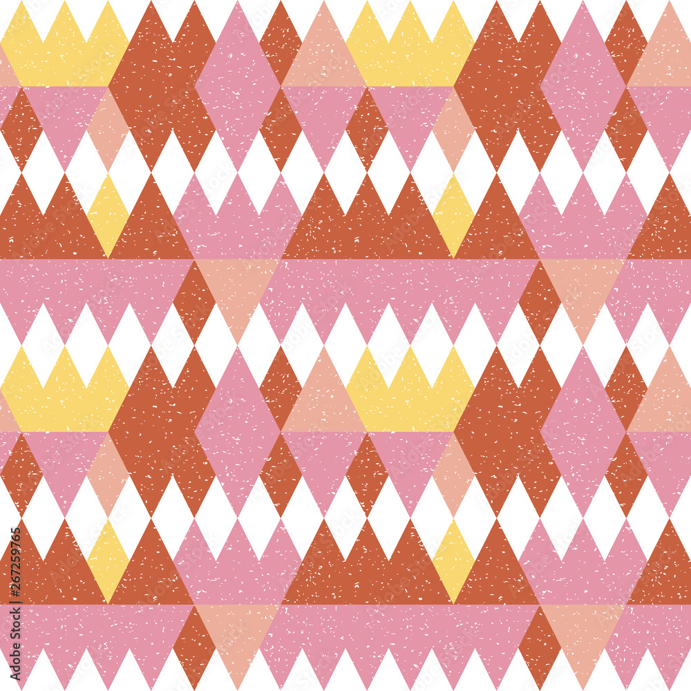Poster ..triangles background. vector geometric seamless pattern in pastel retro colors and textured simple