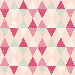 ..Triangles background. Vector geometric seamless pattern in pastel retro colors and textured simple shapes.