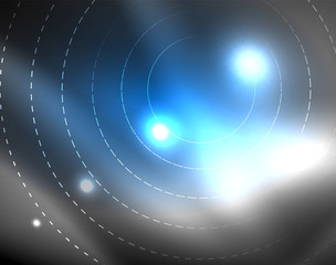 Dark space with neon color glowing lights abstract background