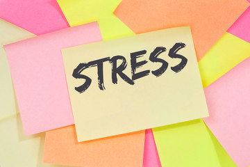 Stress stressed business concept burnout at work relaxed office note paper