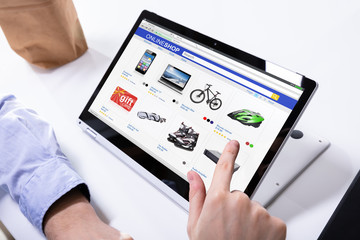 Man Shopping Online On Laptop