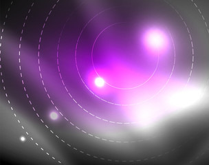 Dark space with neon color glowing lights abstract background