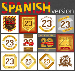 Spanish set of number 23 templates