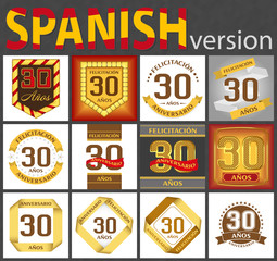 Spanish set of number 30 templates