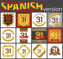 Spanish set of number 31 templates