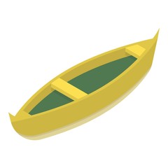 Yellow wood boat icon. Isometric of yellow wood boat vector icon for web design isolated on white background
