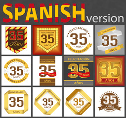 Spanish set of number 35 templates