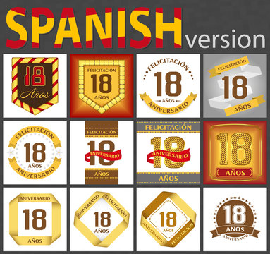 Spanish set of number 18 templates