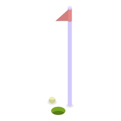 Red golf flag icon. Isometric of red golf flag vector icon for web design isolated on white background