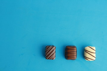 Delicious assorted bonbons cocoa chocolates from Belgium