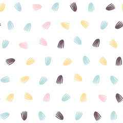 Vector  seamless abstract background with small pastel colored elements, freehand doodles pattern.