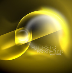 Blurred neon glowing round shapes, abstract circles and lights