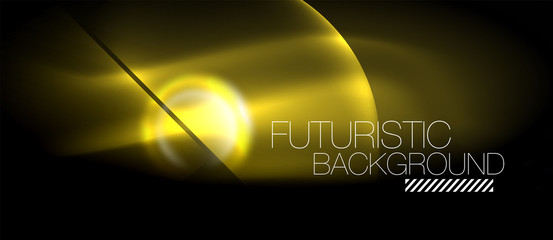 Blurred neon glowing round shapes, abstract circles and lights