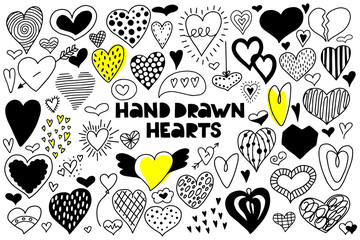 Fototapeta premium Big set of hand drawn hearts.