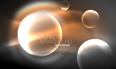 Blurred neon glowing round shapes, abstract circles and lights