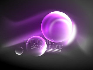 Blurred neon glowing round shapes, abstract circles and lights