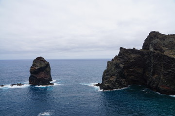 Fototapeta premium Ponta do Sao Lourenco Madeira landscape in a cloudy summer day