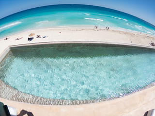 Fototapeta na wymiar Cancun View from Pool in Mexico