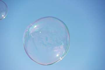 Soap bubble in the blue sky