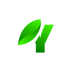 leaf font badge art gradient shadow numbers ampersand nature design letters green health beauty