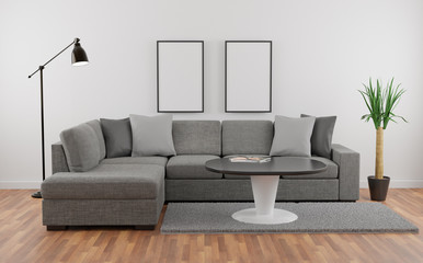 Mockup frames in a livingroom in gray