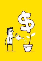 Businessman_trying_to_ grow_up_a_money_dollar