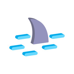 Shark in the water icon.Isometric and 3D view.